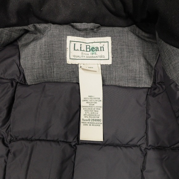 LL BEAN Men's L Gray Baxter State Downtek Winter Goose-Down Parka Puffer Jacket - Picture 4 of 10